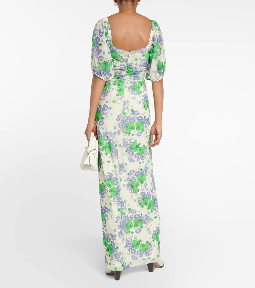 GANNI Floral Print Mesh Maxi Dress, Multicolor