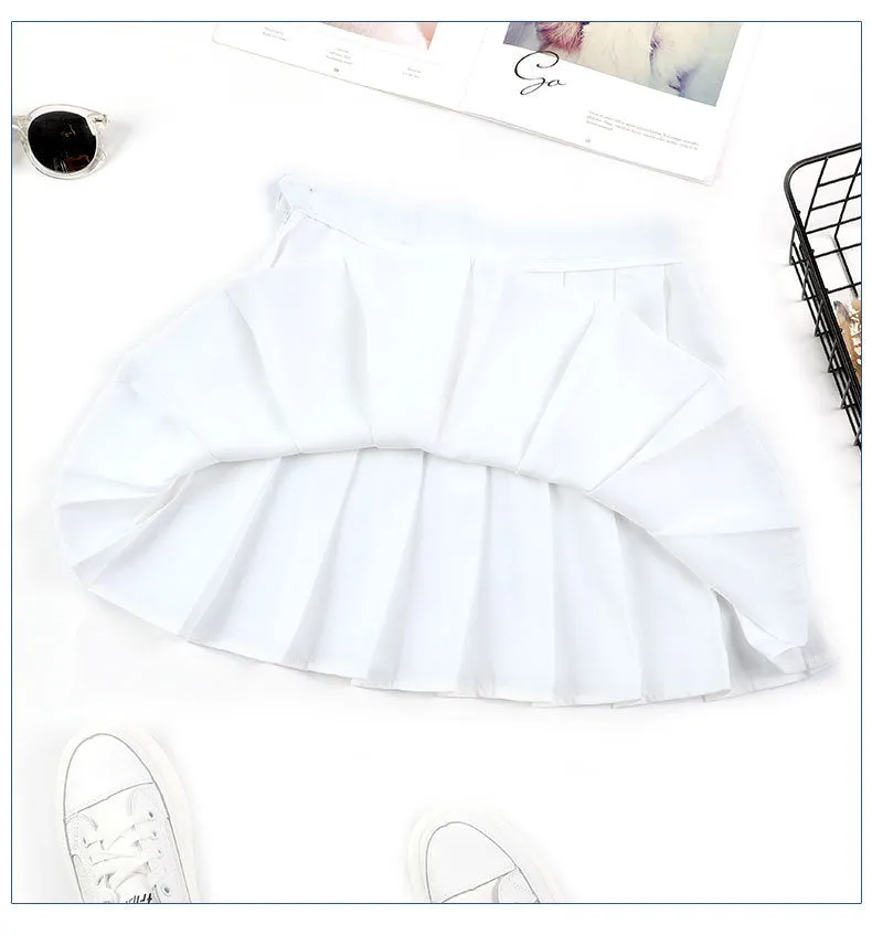Skirt Summer Non High Waist Pleated Suits Chequered Women Korean All-Matching A-Line Skirt